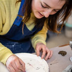 Rebecca Brown working in her studio 2019